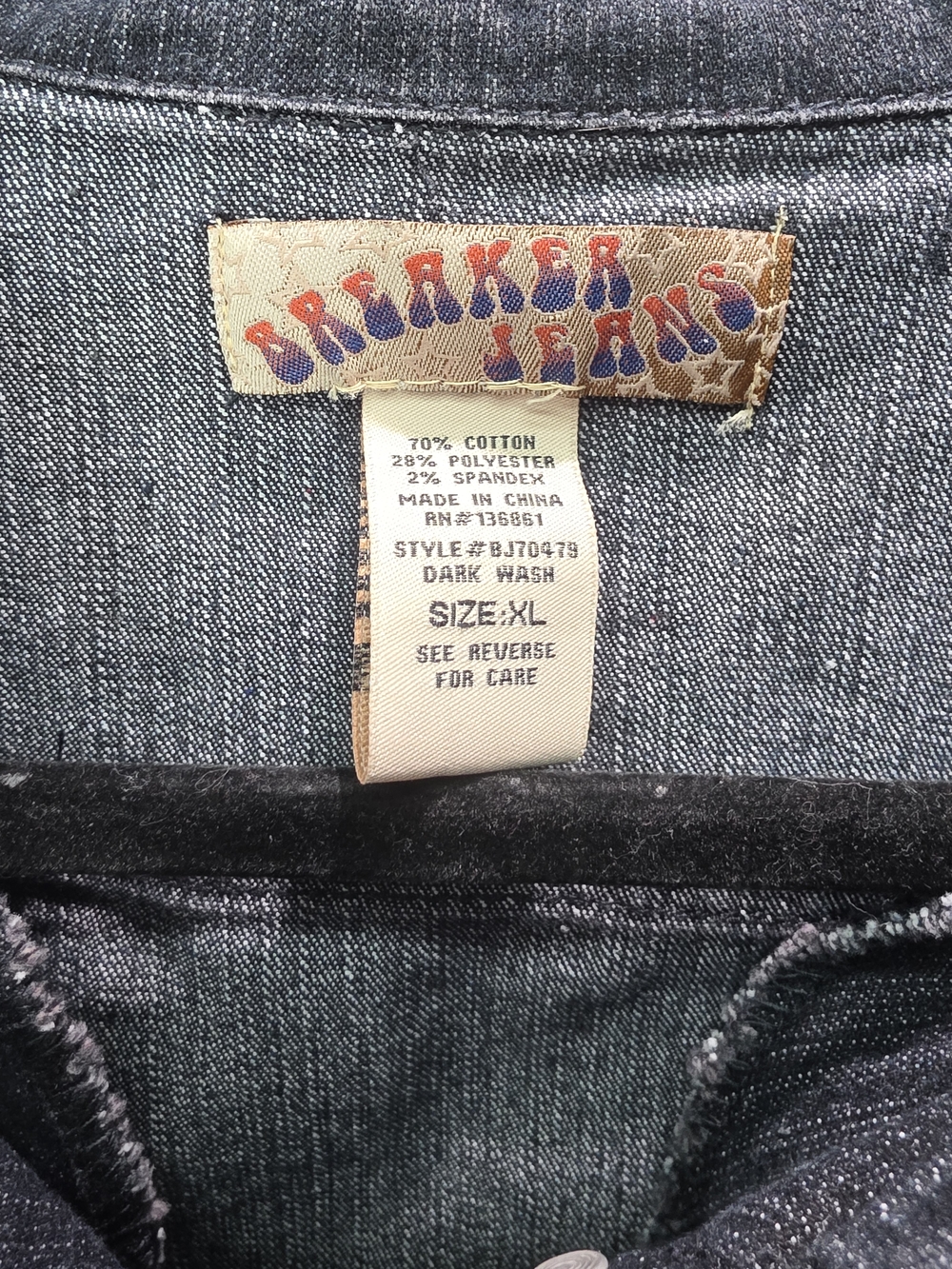 Dark Blue Crop Denim Jacket with Button Front Juniors - Picture 3 of 6
